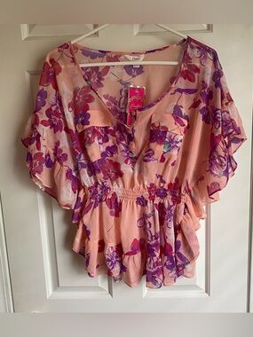 Candies Pink Floral Top NWT M